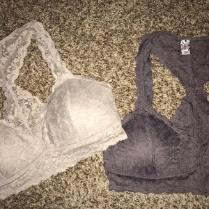 2 lace bralettes - cream & mauve